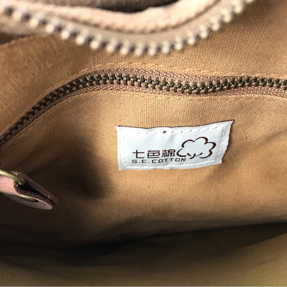 S.C.COTTON Leather and Khaki Canvas Messenger Laptop Office Bag - Picture 11 of 11
